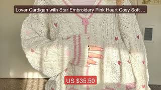 Lover Cardigan with Star Embroidery Pink Heart Cosy Soft Knit TS C... -- Best Deal 2026 | Shop Now! screenshot 5