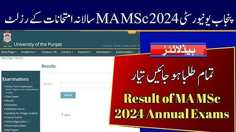 Result of MA MSc 2024 Annual Exams | Punjab University 2024 MA MSc Result