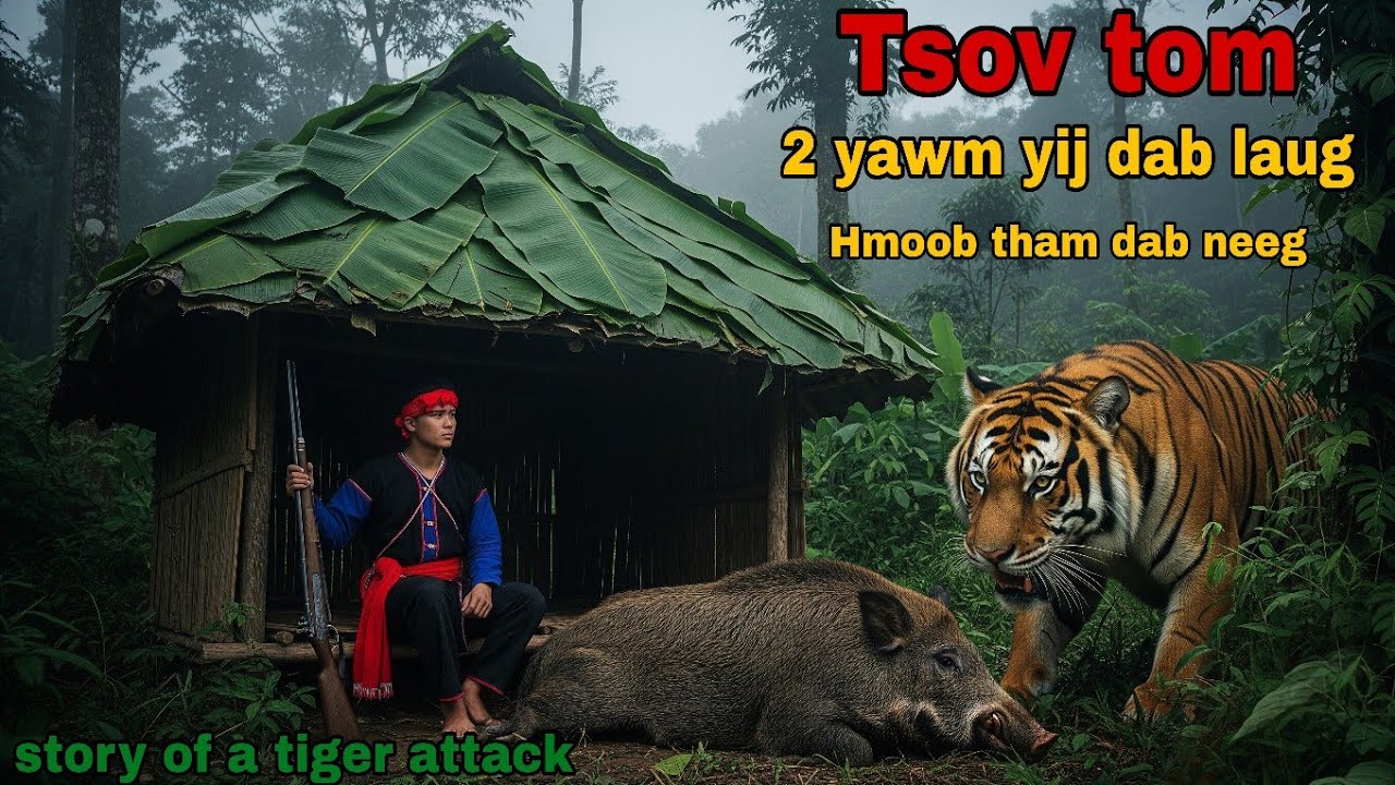 Tsov tom 2 yawm yij dab laug, story of a tiger attack..24/8/2025