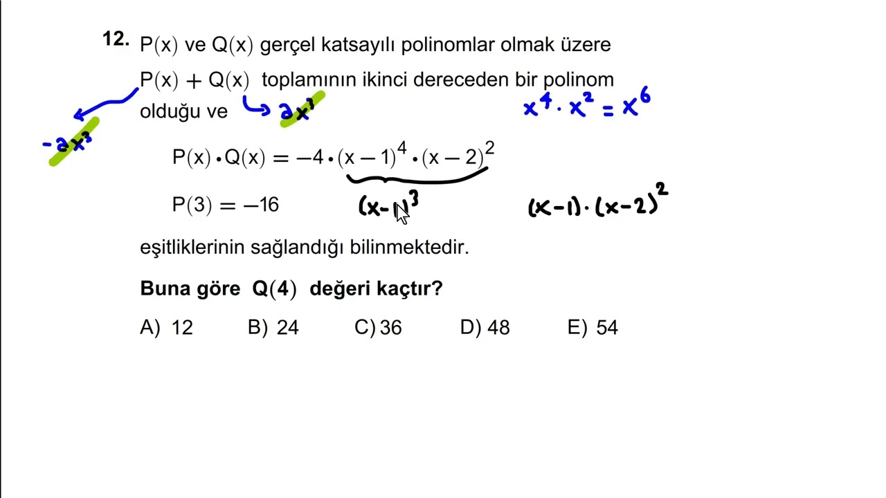 12. soru 2025 AYT Matematik🔆oldukça güzel polinom sorusu🔆zor