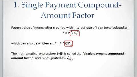 Lesson 1 video 2: Single Payment Compound Amount Factor (future value)