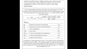 Sample size calculation for randomized control (RCT) trial to test the hypothesis #RCT