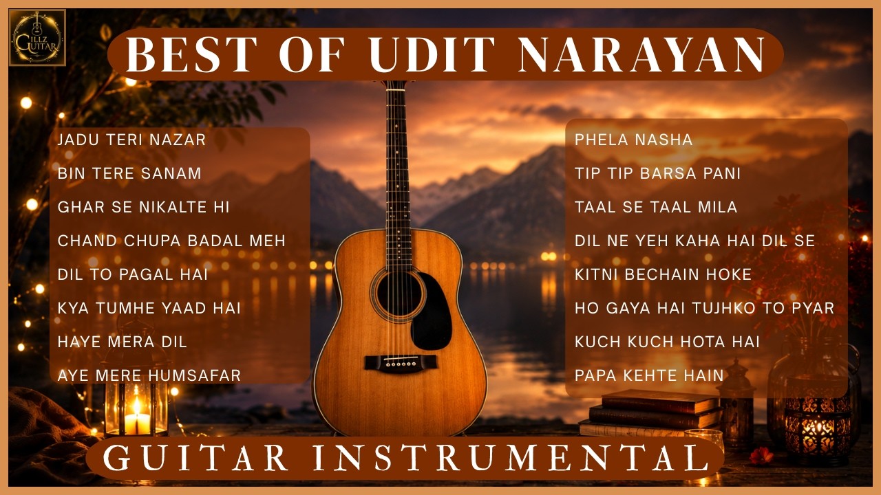 Best of Udit Narayan Guitar Instrumental Evergreen Bollywood Hits Relaxing Acoustic Guitar