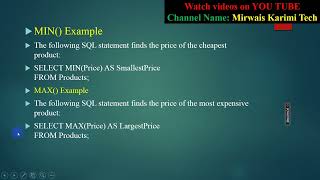 Lecture_12 SQL MIN() and MAX() Functions