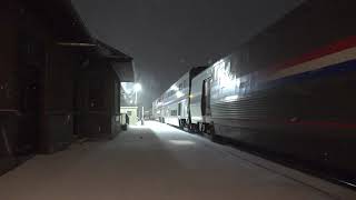 The Calif. Zephyr in snowy Ft. Morgan on 25MAR2024