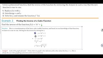 Math 10 5.7 Example 2 Finding the Inverse of a Cubic Function