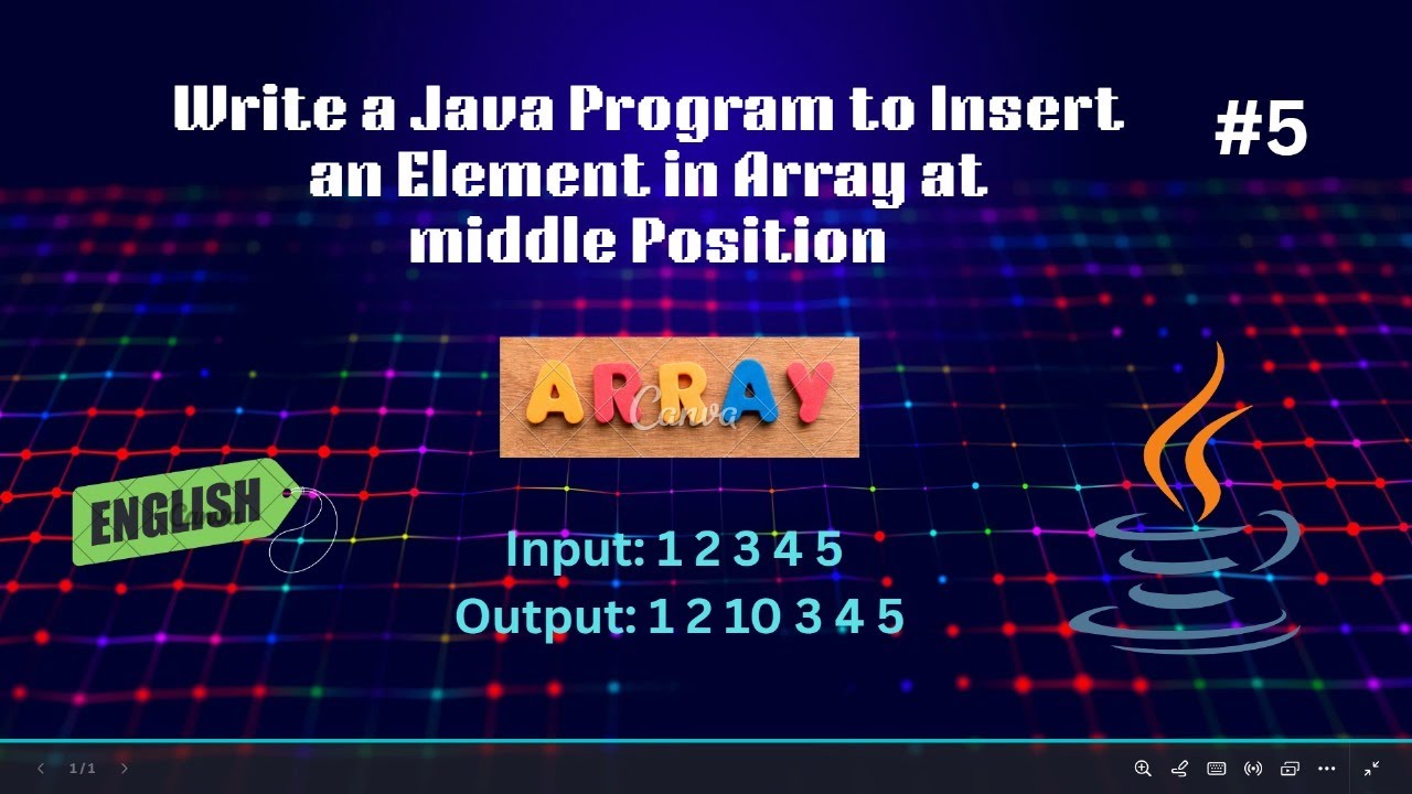 Java Program #5 Insert an Element in the Middle of an Array in Java ...