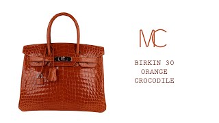 HERMÉS BIRKIN BAG 30 ORANGE NICOTICUS CROCODILE SHINY PALLADIUM HARDWARE