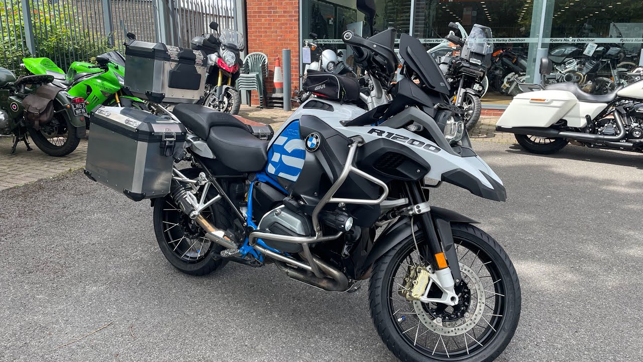 BMW R 1200 GS Adventure Rally (Blue/white) walkaround with engine sound ...