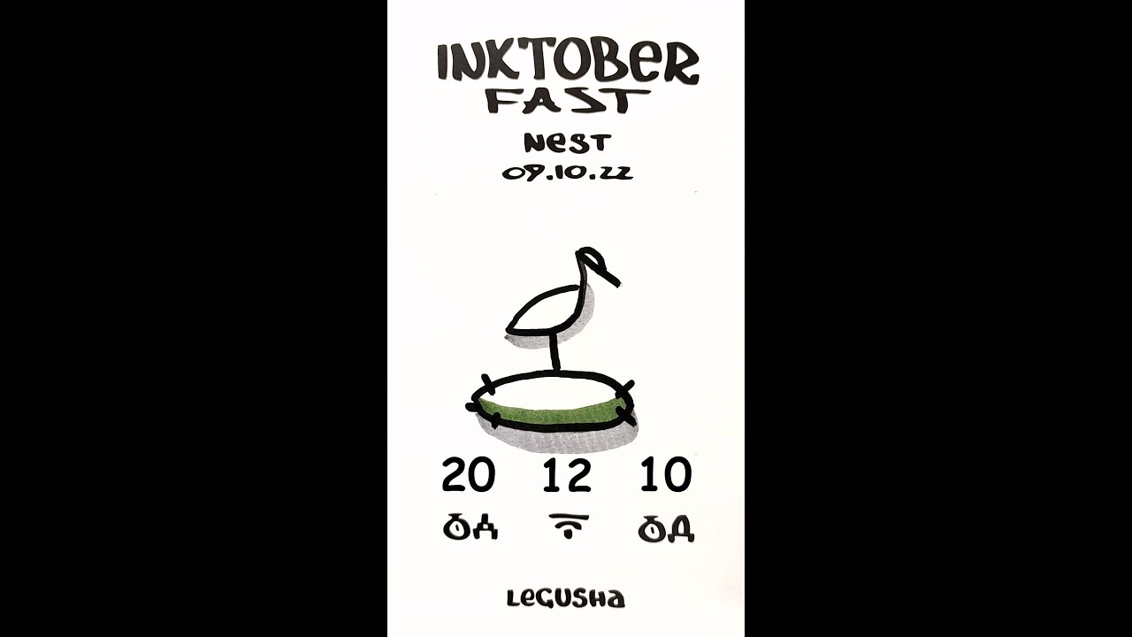 Inktober FAST.09 Nest. Easy and fast draw in 30 seconds and 12 contour lines