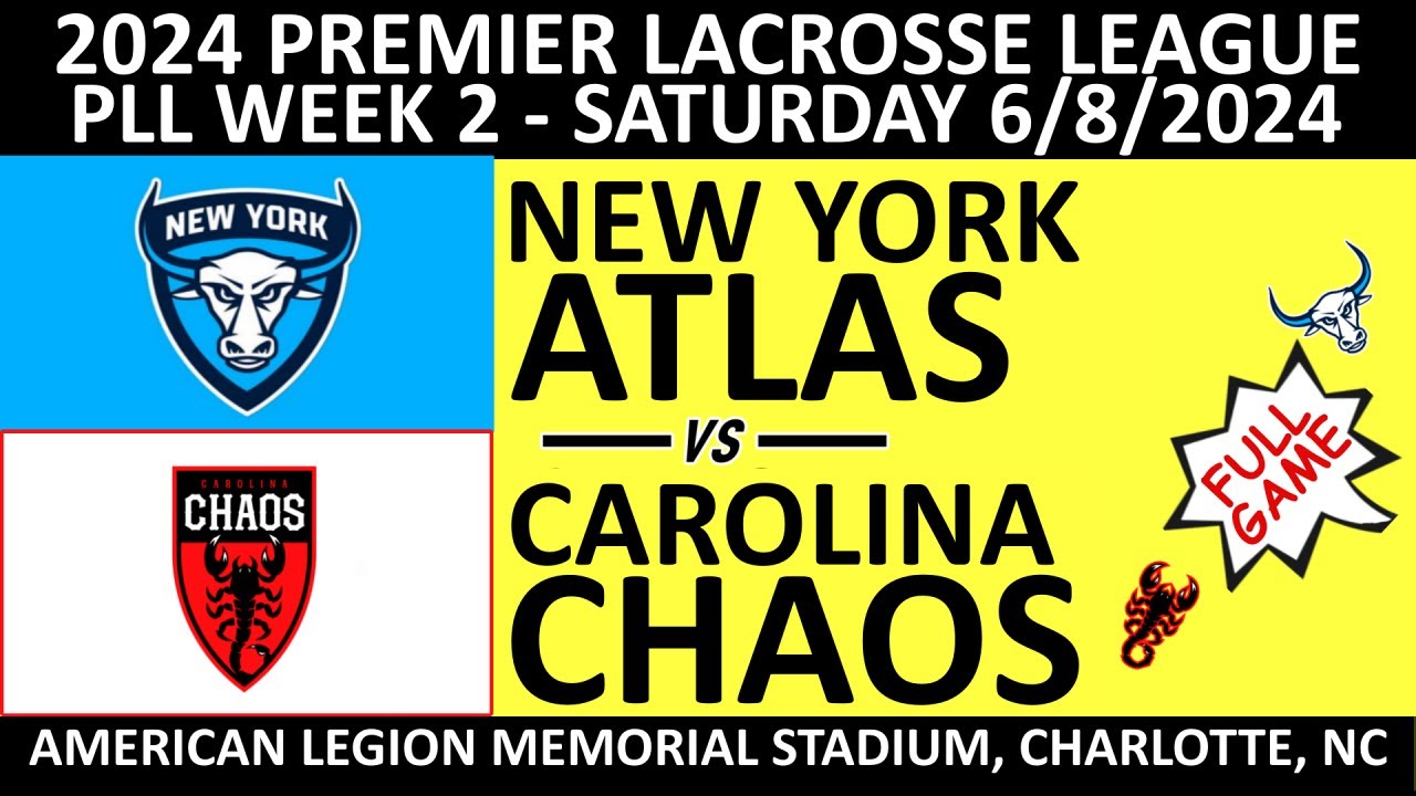 2024 PLL Week 2 New York Atlas vs. Carolina Chaos (Full Game) 6/8/2024 Premier Lacrosse League