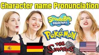 Cartoon Pronunciation differences among English vs Spanish vs German(Sponge bob,Pokemon,Baby shark)