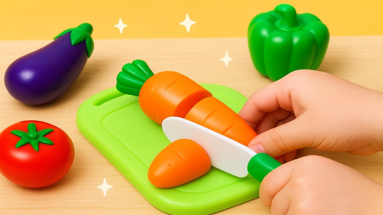 Fun Learning Names of Fruit and Vegetables Wooden Toys Cutting Fruit Education videos Fun for Kids