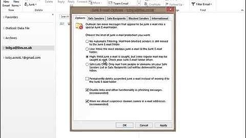 Microsoft Outlook 2013 Training   Junk Email Options