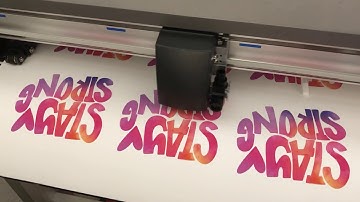Canon imagePROGRAF printer plus Graphtec cutter creating stickers using Canon peel & stick paper