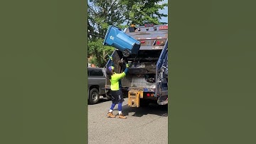 Throwing a trash can! #trashtrucks #recycling #strong #garbageman #shorts