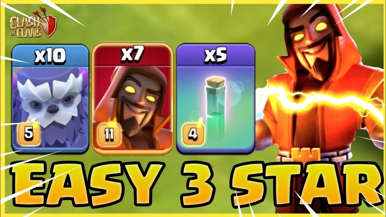 NEW EASY YETI Super WIZARD + Super ARCHER Clone - BEST TH15 Attack Strategy (coc)