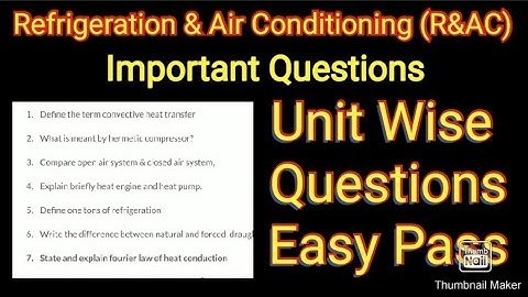 R&AC | Important Questions | Refrigeration & Air Conditioning | Latest Questions|unit Wise Questions