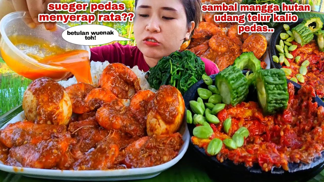 COCOK ENAK TERNYATA⁉️ KALIO PEDAS UDANG TELUR SAMBAL MANGGA  LALAPAN MENTAH