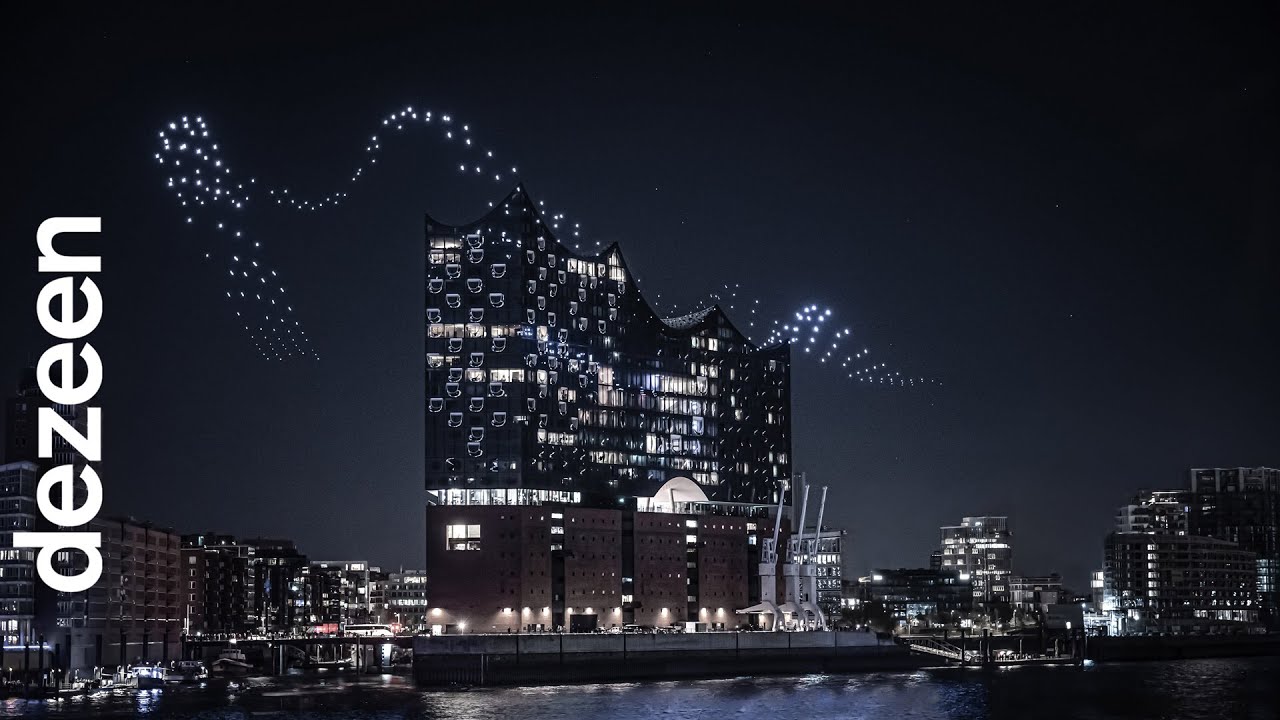 Drift flies 300 drones above Elbphilharmonie in Hamburg | Dezeen