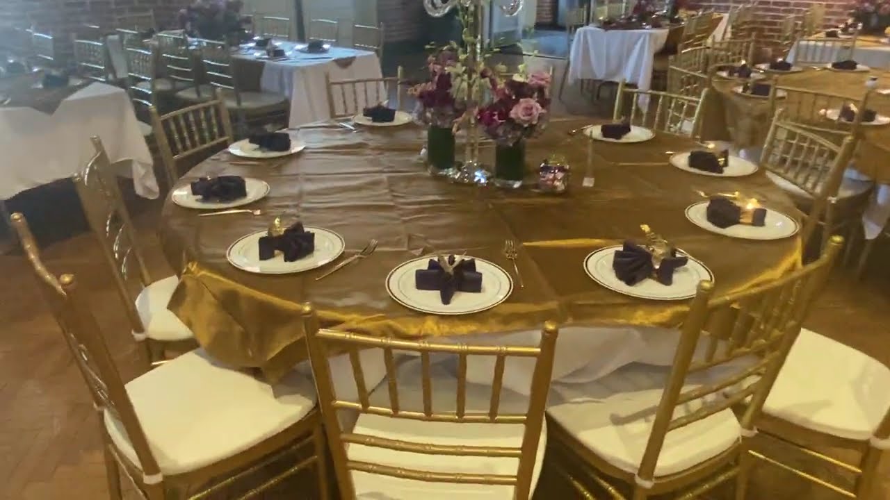 Gold Chiavari Chair Rentals In Durham At The Durham Armory | Durham Event Rentals | Raleigh Chairs