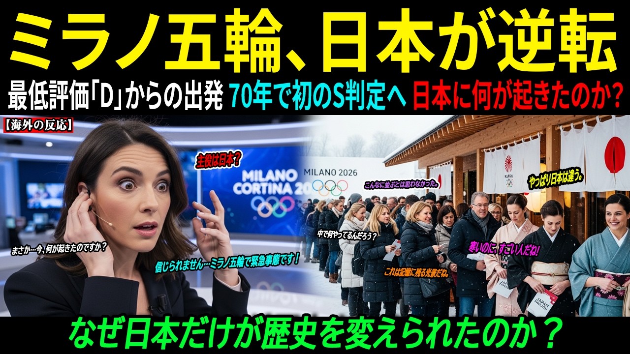 【海外の反応】ミラノ五輪で何が起きた？米・仏・中国がD評価――日本だけが70年ぶり“Sランク総なめ”…イタリア全土が震撼した瞬間