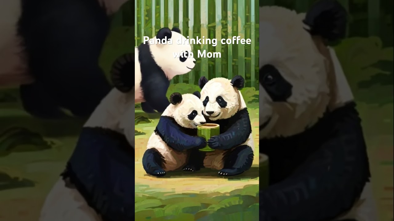 Panda drinking coffee with Mom #ForYouPage #FYP #ForYou #Panda #animals #cutepanda #pandaclub