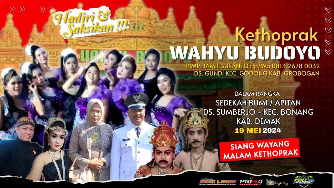 🔴LIVE KETHOPRAK 'WAHYU BUDOYO' (PURWODADI) / SUMBEREJO-BONANG-DEMAK, 19 MEI 2024