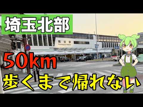 【50km歩くまで帰れないin埼玉】熊谷駅をスタートし50km超えるまで散歩。人気の東北道・羽生PAにも行きました【withずんだもん】