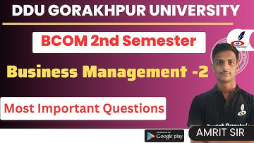 Business Management 2nd | Previous Year Question Paper | DDU B.Com 2nd Semester Exam | Important MCQ