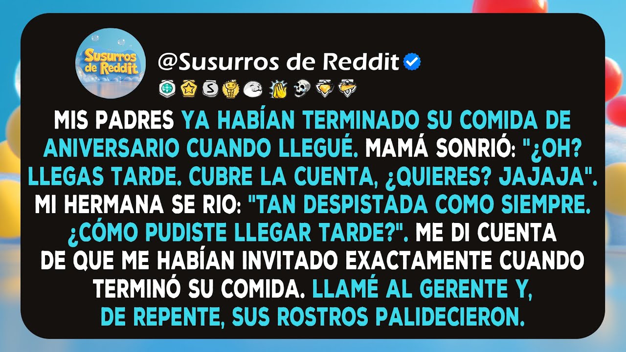 Mis padres disfrutaron de su cena de lujo... Y esperaban que yo pagara...