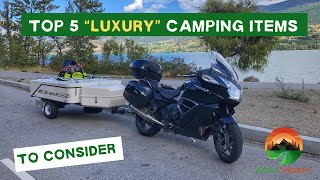 Top 5 Luxury Camping Items | Motorcycle PopUp Camping | LeesUre Lite Excel  | Motorcycle Camper