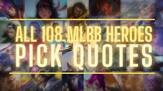 ALL 108 MLBB HEROES PICK/SELECT QUOTES (SPLASH ART) | Mobile Legends screenshot 1