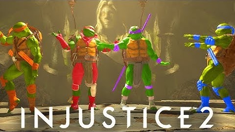 INJUSTICE 2 - NINJA TURTLES PARTY BOY DANCE (All Mid Match Animations)