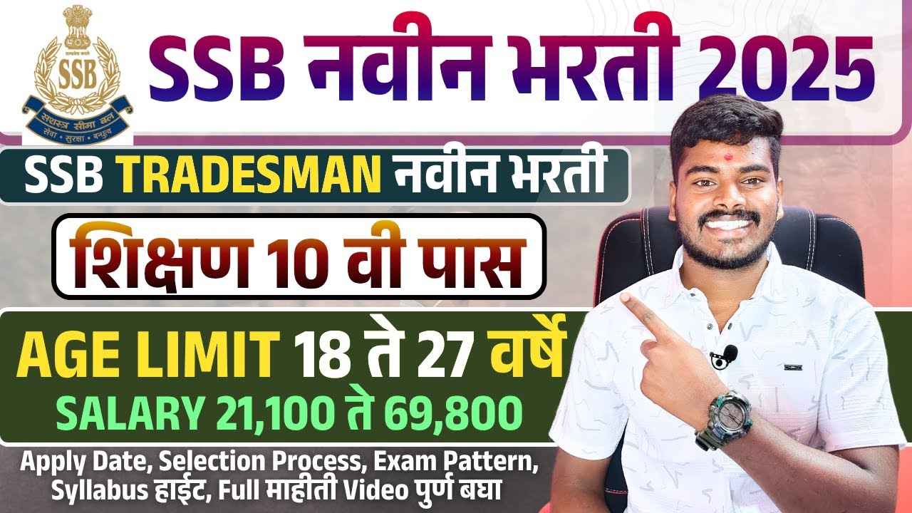 SSB TRADESMAN recruitment 2025 | SSB Tradesman नवीन भरती 2025 | SSB New Vacancy