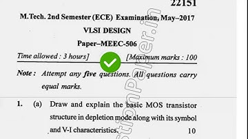2017 Mdu MTech ECE 2nd Sem VLSI Design Question Paper