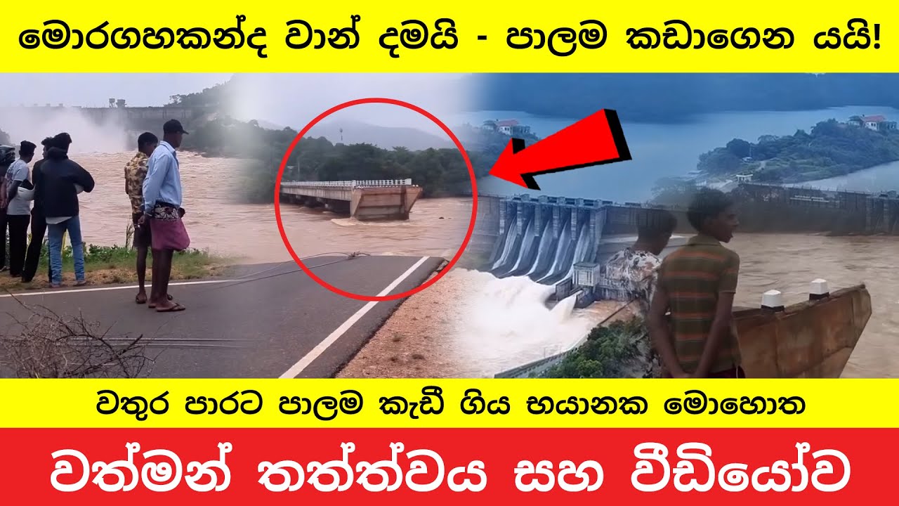Moragahakanda Dam Spills: Bridge Washed Away by Massive Water | පාලම කඩාගෙන යයි!