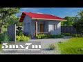 5mx7m Simple House Design with 2 Bedrooms