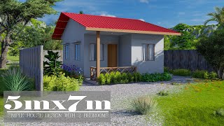 5mx7m Simple House Design with 2 Bedrooms