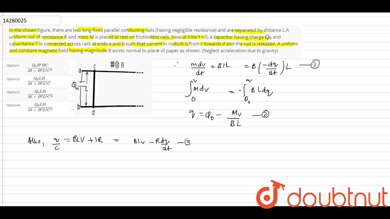 In the shown figure, there are two long fixed parallel conducting rails  (having negligible resist - YouTube