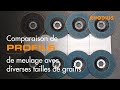 Comparaison de profils de meulage avec diverses tailles de grains