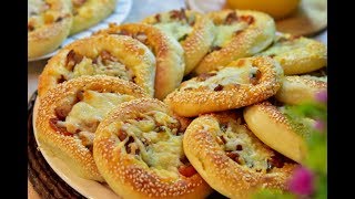 فطائر سميت تركي بحشوة دجاج فاهيتا تابعوها من اطيب الوصفات Turkish Simit Pancakes with fajita filling