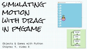 Simulating motion with drag in pygame; Objects & Games with Python Chapter 9 Video 8