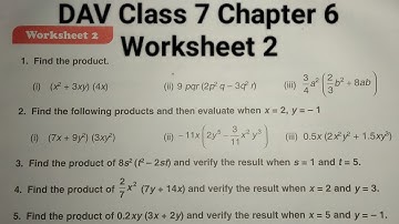 DAV class 7 chapter 6 worksheet 2 ।Class 7 maths chapter 6 worksheet 2 dav public school