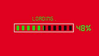 Green and Black Loading Bar at 100 Percent on Red Background