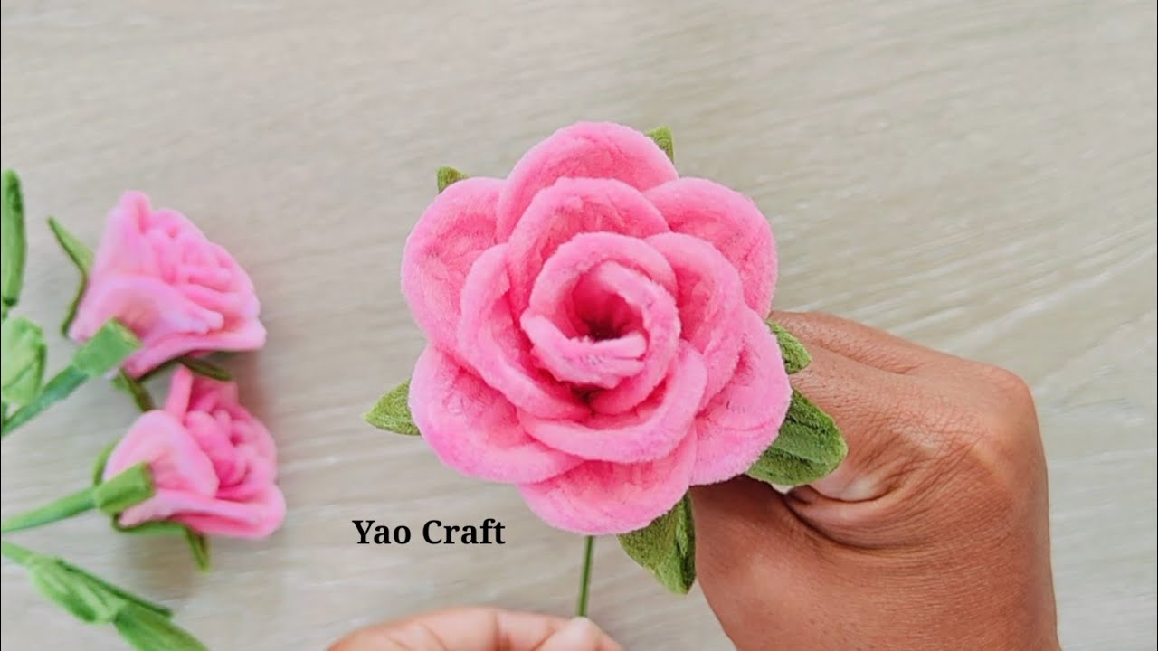🌹Pipe Cleaner Rose Flower Tutorial step by step | Pipe Cleaner Flower Bouquet  