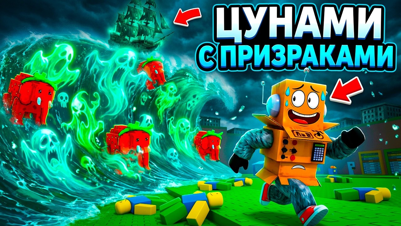 😱 ПОБЕГ ОТ ГИГАНТСКОГО ЦУНАМИ С ПРИЗРАКАМИ! ЛЕТУЧИЙ ГОЛЛАДНДЕЦ в ROBLOX Escape Tsunami Brainrots