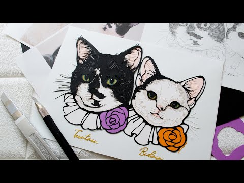 似顔絵オーダー　似顔絵　A3 猫7匹 似顔絵オーダー 似顔絵 A3 猫7匹 アート・写真