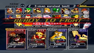 Ganondorf &amp; Young Link VS Zelda &amp; DK | 2 Lifes | Super Smash Bros Melee Fight 361