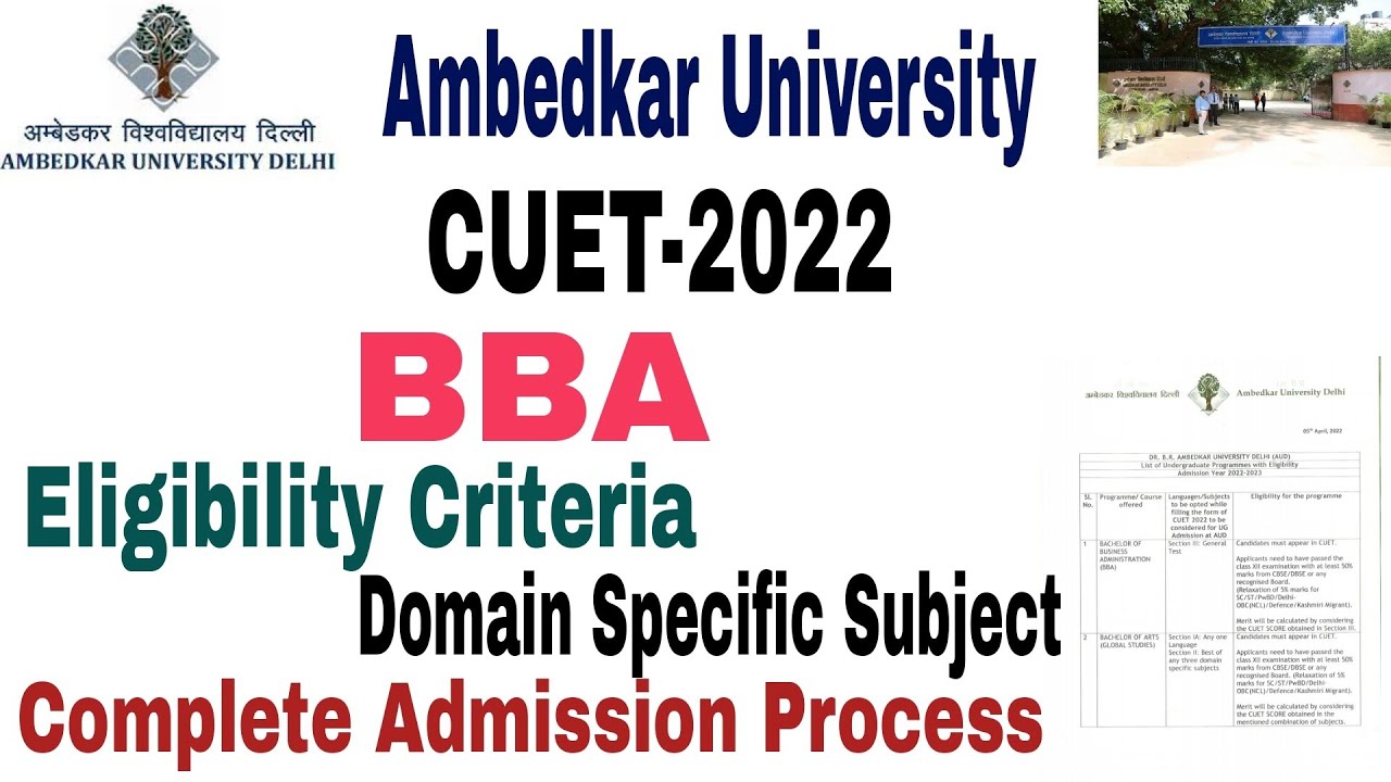 B R Ambedkar University Delhi BBA Admission Process, eligibility criteria, form, test,syllabus 2022